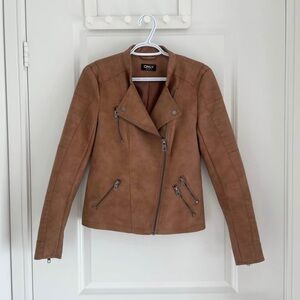ONLY brown tan faux leather biker jacket
